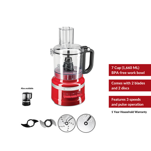 KitchenAid 7 Cup ML) Food Processor / Chopper, 220 V with BPA-free Work 2-in-1 Tube, 2 Blades, and 2 Discs – KitchenAid Philippines