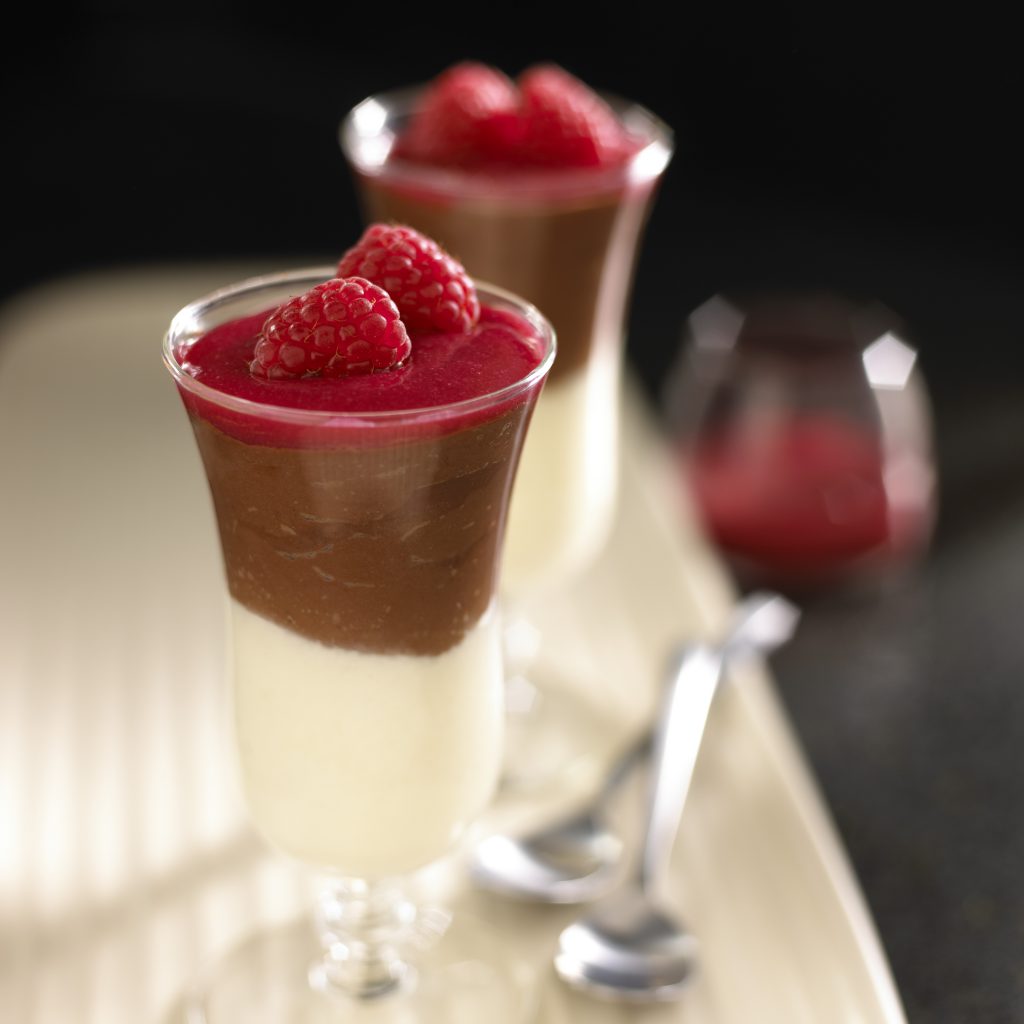 Double Chocolate Mousse with Raspberry Coulis