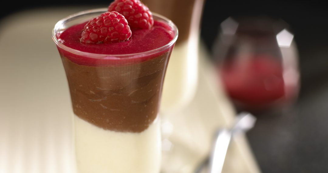 Double Chocolate Mousse with Raspberry Coulis
