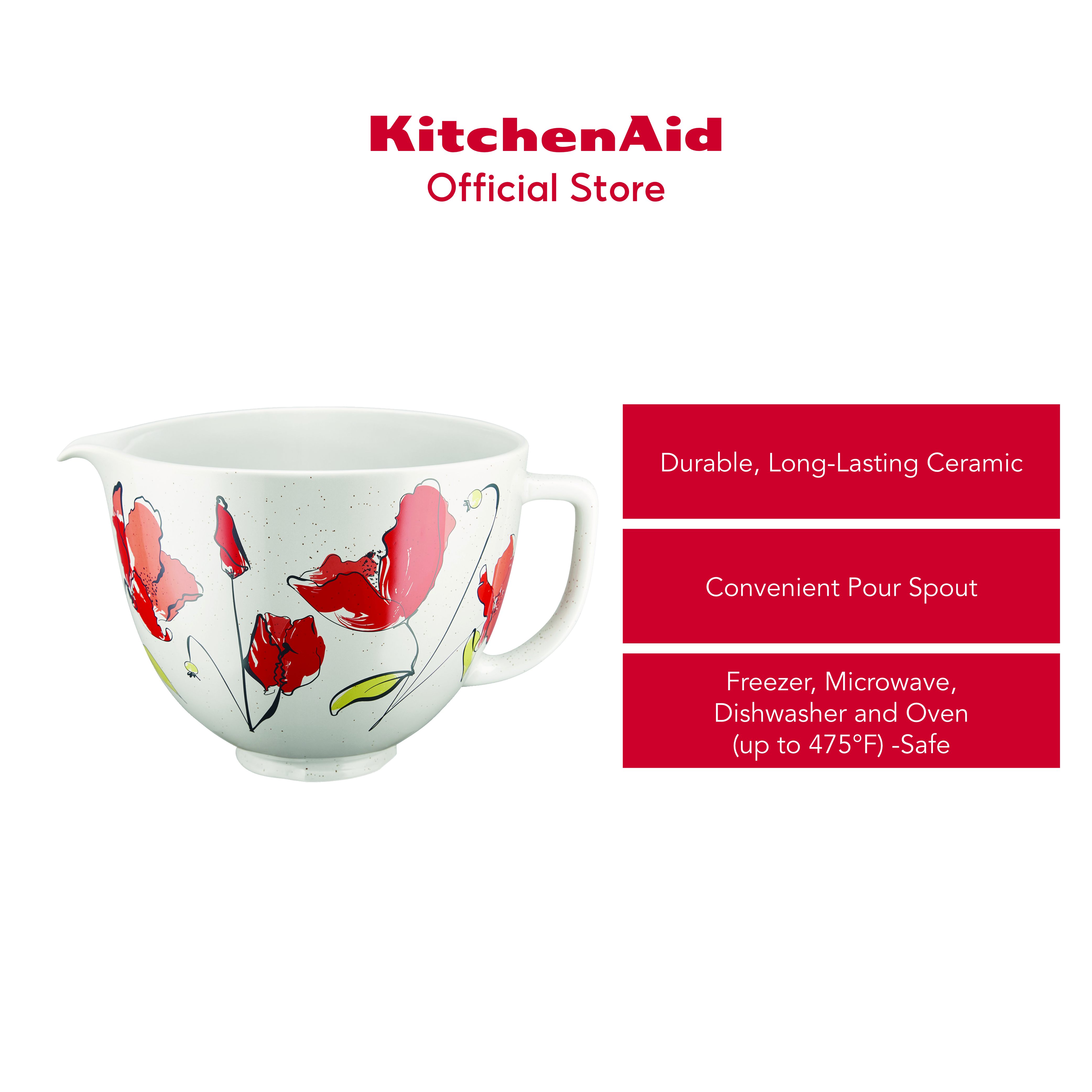 KSM2CB5PPY by KitchenAid - 5 Quart Poppy Ceramic Bowl